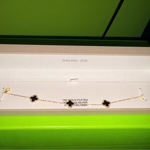 Rachel Zoe Gold and Black Clover Bracelet.
